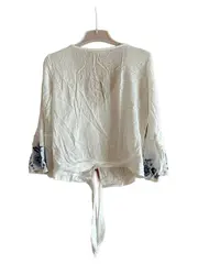 Vorschaubild 2 von Damen Bluse S weiß Stickerei Trompetenärmel Boho