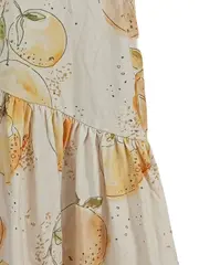 Vorschaubild 2 von Mädchen Sommerkleid Gr. 122 Blumenmuster Baumwolle Beige Rüschen