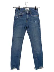 Vorschaubild 1 von Damen Jeans Slim Fit Gr. 36 W28 Blau Destroyed Fransen
