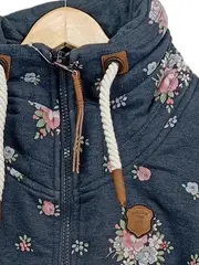 Vorschaubild 2 von Damen Sweatjacke Kapuzenjacke Blumenmuster Blau Gr. XS
