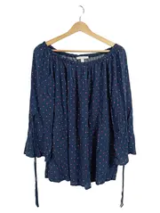 Vorschaubild 1 von Damen Bluse Langarm Off-Shoulder Gr. 42 Blau Viskose Boho
