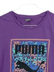 Vorschaubild 2 von Damen T-Shirt Lila Leopardenmuster Logo-Print Gr. L