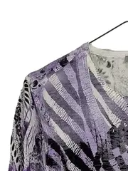 Vorschaubild 3 von Damen Pullover Gr. 38 Lila Paisley Print 3/4-Arm Viskose