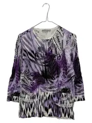 Vorschaubild 1 von Damen Pullover Gr. 38 Lila Paisley Print 3/4-Arm Viskose