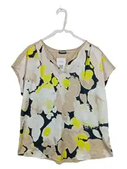 Vorschaubild 1 von TAIFUN Damen T-Shirt Blumenmuster Gr. 40/L Beige Gelb Baumwolle