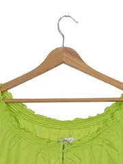 Vorschaubild 2 von Damen Bluse Grün Baumwolle Kurzarm Gr. 46 Freizeit Uni