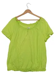 Vorschaubild 1 von Damen Bluse Grün Baumwolle Kurzarm Gr. 46 Freizeit Uni