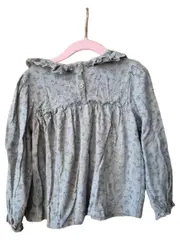 Vorschaubild 2 von Mädchen Langarmshirt Gr. 110 Hase Blumen Applikation Grün Bio-Baumwolle