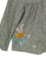 Vorschaubild 3 von Mädchen Langarmshirt Gr. 110 Hase Blumen Applikation Grün Bio-Baumwolle
