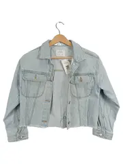 Vorschaubild 1 von Jeansjacke Mädchen Gr. 140 Cropped Hellblau Denim Jacke