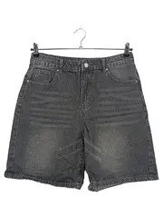 Vorschaubild 1 von High Waist Bermuda Jeans Shorts Damen Grau W33 L20 Casual Baumwolle