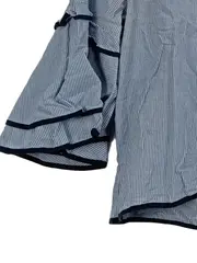 Vorschaubild 3 von Basic Damen Bluse Rüschenärmel gestreift Blau Weiß Gr. S 36