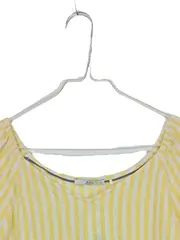 Vorschaubild 3 von Damen Bluse Gr. 40/L Gelb Weiß Gestreift Kurzarm