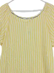 Vorschaubild 2 von Damen Bluse Gr. 40/L Gelb Weiß Gestreift Kurzarm