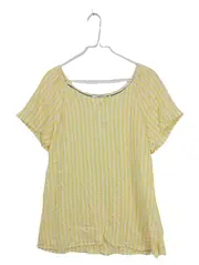 Vorschaubild 1 von Damen Bluse Gr. 40/L Gelb Weiß Gestreift Kurzarm