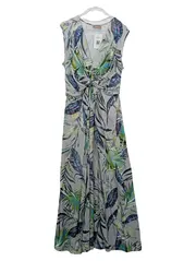 Vorschaubild 1 von Damen Maxikleid Sommerkleid Blumenmuster Raffungen Grau Gr. 44
