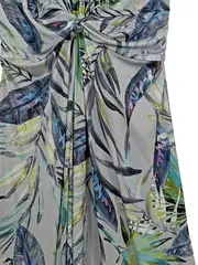 Vorschaubild 2 von Damen Maxikleid Sommerkleid Blumenmuster Raffungen Grau Gr. 44