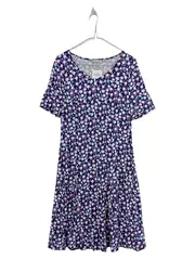 Vorschaubild 1 von Damen Jerseykleid Gr. 38 Blau Gepunktet Viskose Sommerkleid