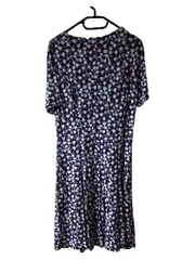 Vorschaubild 4 von Damen Jerseykleid Gr. 38 Blau Gepunktet Viskose Sommerkleid