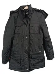 Vorschaubild 1 von Damen Parka Winterjacke Schwarz Gr. S Kapuze Fellbesatz