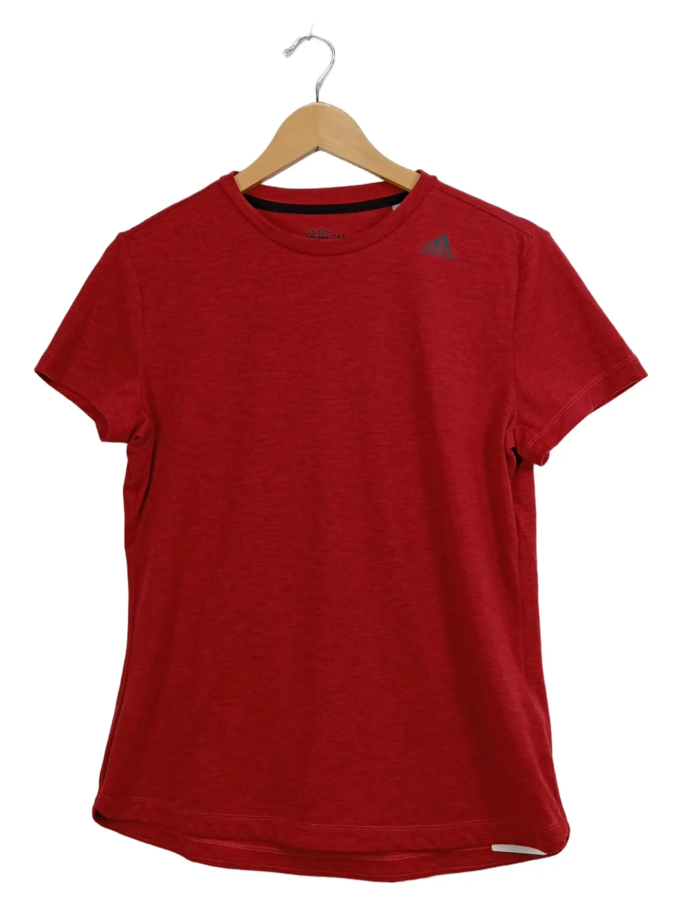 ADIDAS Damen Sport Shirt Kurzarm L Rot Meliert Polyester Fitness Laufshirt