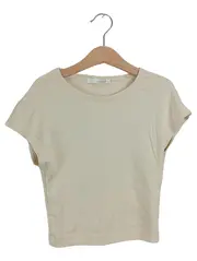 Vorschaubild 1 von Damen T-Shirt Ripp Crop Top Beige Gr. S/36 Basic Kurzarm