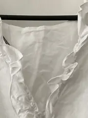 Vorschaubild 4 von Damen Kleid Sommerkleid Gr. 36/S Weiß Baumwolle Rüschen Minikleid Basic