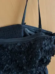 Vorschaubild 6 von Damen Sommerkleid Gr. 40/L Schwarz Blumen Chiffon Elegant