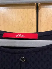 Vorschaubild 4 von Damen Bluse Langarm Gr. 38 M Dunkelblau Strukturmuster Casual