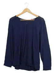 Vorschaubild 1 von Damen Bluse Langarm Gr. 38 M Dunkelblau Strukturmuster Casual