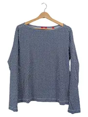 Vorschaubild 1 von Damen Langarm Shirt Blau Geometrisch Muster Gr. XL Baumwolle