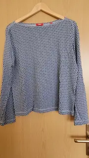 Vorschaubild 2 von Damen Langarm Shirt Blau Geometrisch Muster Gr. XL Baumwolle