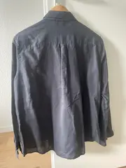 Vorschaubild 2 von Hemdbluse Damen Langarm Baumwolle Blau Gr. 40 L Casual