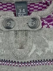 Vorschaubild 3 von Kids Strickkleid Mädchen Gr. 3-4/104 Grau Norwegermuster Weihnachten