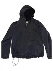Vorschaubild 3 von Herren Anorak Windjacke Kapuze Schwarz Gr. L Windbreaker