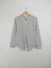 Vorschaubild 2 von Damen Bluse Gr. 38 M Weiß Grafisches Muster Casual Langarm