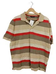 Vorschaubild 1 von Poloshirt Herren Gr. L Beige Rot Gestreift Baumwolle Kurzarm Shirt