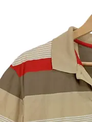 Vorschaubild 3 von Poloshirt Herren Gr. L Beige Rot Gestreift Baumwolle Kurzarm Shirt