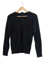 Vorschaubild 1 von Damen Pullover Langarm V-Ausschnitt Schwarz Gr. M 38