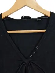 Vorschaubild 2 von Damen Pullover Langarm V-Ausschnitt Schwarz Gr. M 38