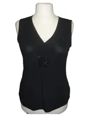 Vorschaubild 2 von Damen Bluse ärmellos Schmucksteine schwarz Gr. 42