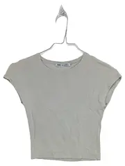 Vorschaubild 1 von Damen Crop Top Shirt Beige Rippstrick Gr. 36 S Basic