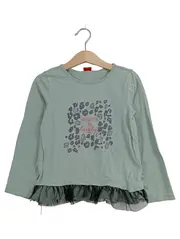 Vorschaubild 1 von Langarmshirt Mädchen Gr. 110 Grün Leopard Rüschen Glitzer Baumwolle