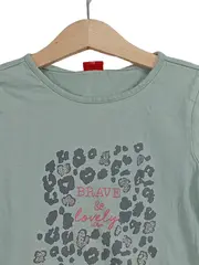 Vorschaubild 2 von Langarmshirt Mädchen Gr. 110 Grün Leopard Rüschen Glitzer Baumwolle