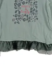 Vorschaubild 3 von Langarmshirt Mädchen Gr. 110 Grün Leopard Rüschen Glitzer Baumwolle