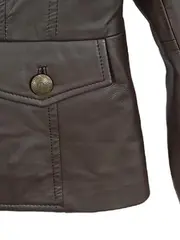 Vorschaubild 5 von Damen Lederjacke Braun Gr. 36/S Echtleder Blazer Jacke