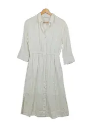 Vorschaubild 1 von Blusenkleid Damen Gr. 36 Weiß Baumwolle Hemdblusenkleid