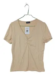 Vorschaubild 1 von TAIFUN T-Shirt Damen Gr. 38 M Beige Viskose Kurzarm Raffung Casual