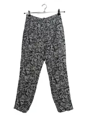 Vorschaubild 1 von Stoffhose Damen Gr. 44 Lyocell Muster schwarz weiß Modern