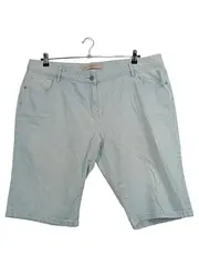 Vorschaubild 1 von Damen Jeans Shorts Gr. 48 Blau Weiß Gestreift Bermuda Baumwolle